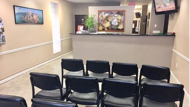 Reception desk in our waiting area