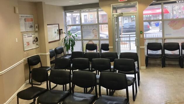 Waiting area seating near the entrance